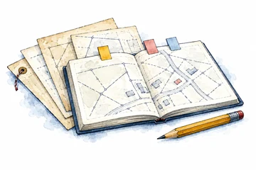 Zápisník s mapou a geodetickými podklady
